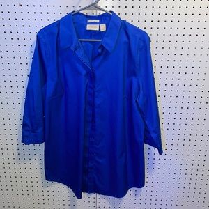 Chicos size 3 blue 3/4 sleeve shirt